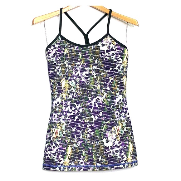 lululemon athletica Tops - LULULEMON Power Y Luon Floral Purple Active Tank